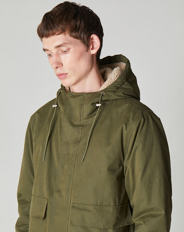 Bellfield Raka Sherpa Lined Men s Parka in Khaki Bellfield Clothing