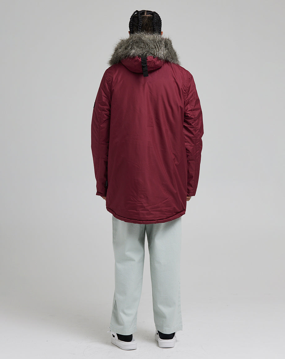 Bellfield red parka hotsell