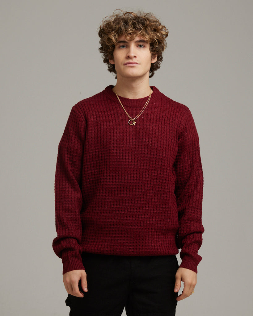 Ragnar Classic Waffle Knit Crew Neck Sweater - ID Menswear