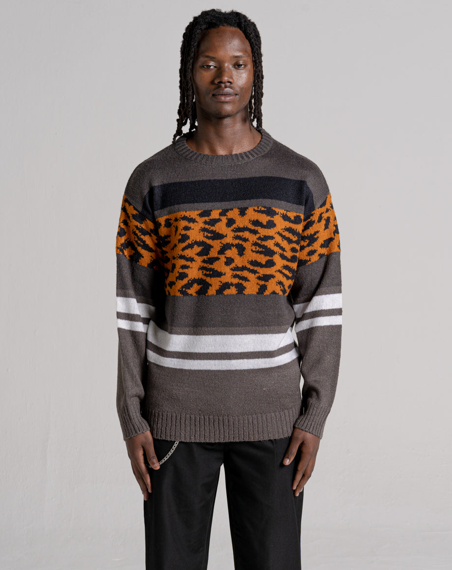 FALLCY MEN S ANIMAL PRINT PATTERN JUMPER BLACK